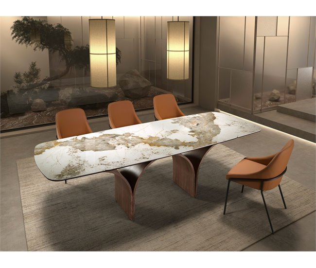 ANGEL CERDA Mesa comedor extensible 260x100 Blanco/ Madera