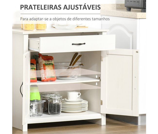 Aparador de Cocina MDF, Melamina de Madera HOMCOM, hogar - cocina Blanco