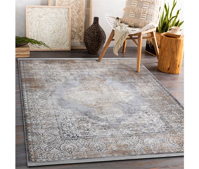 Alfombra LUCE 80 moderna Ornamento vintage Structural 154x220 Gris
