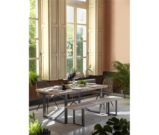 Banco de comedor de madera cm con patas de metal Natural