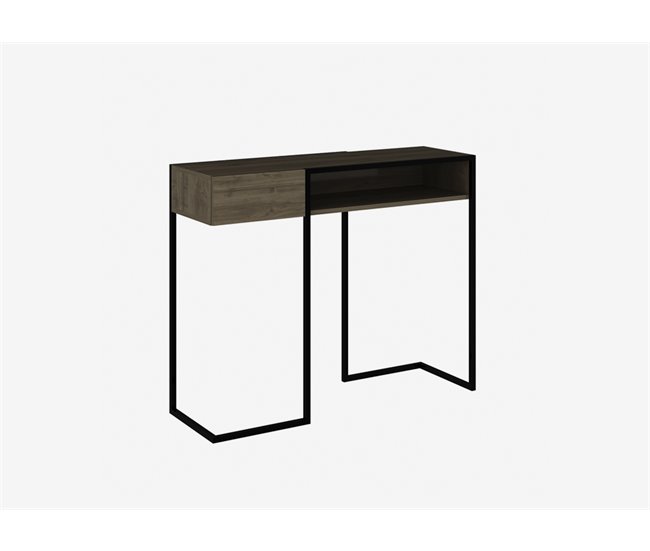 Consola ZUG nogal con patas metálicas color negro Negro/ Madera