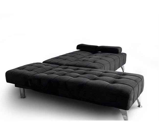 Sofá chaise longue AROA-XS Negro/ Gris