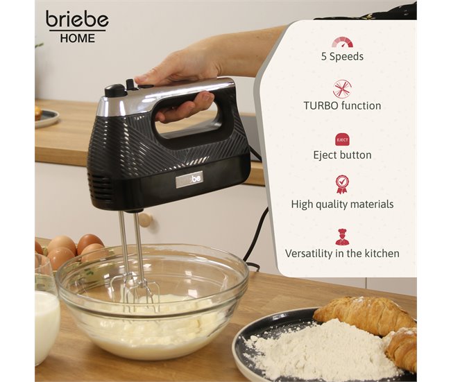 Batidora de mano Briebe SKT1187BLK Negro