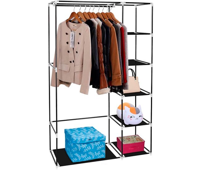 Armario Vestidor de Tela Con Puertas de Cremallera Nyana Home Marron