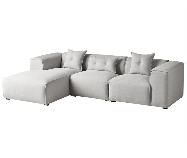 Beliani Sofá esquinero Poliéster DOLVA Gris Claro