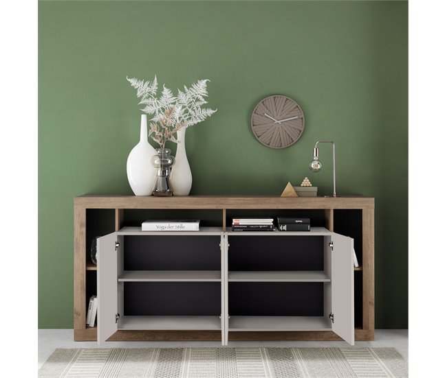 Aparador RIMINI 4 puertas roble y visón Roble