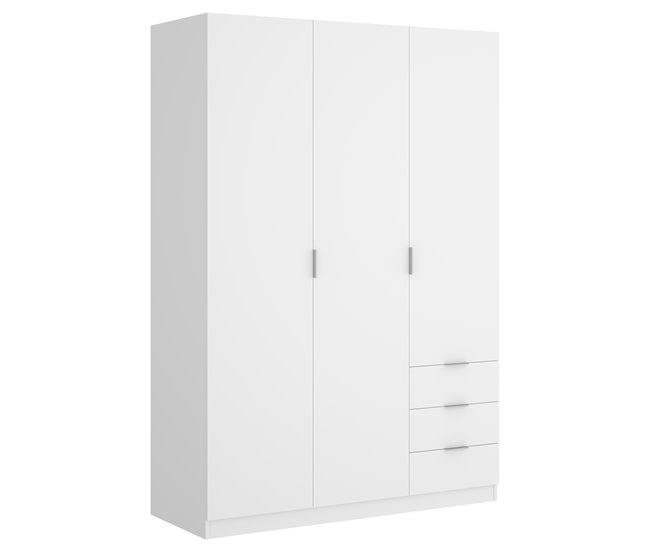 Armario de 3 puertas y 3 cajones Essen 121 Blanco Brillo