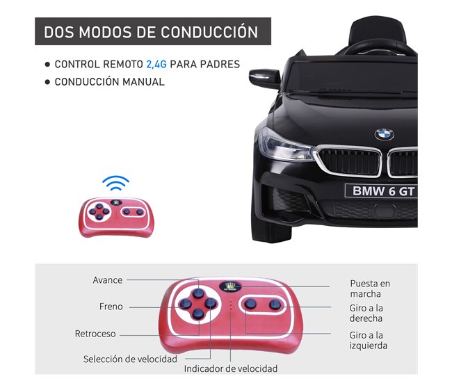 Coche Eléctrico PP, Acero HOMCOM Negro