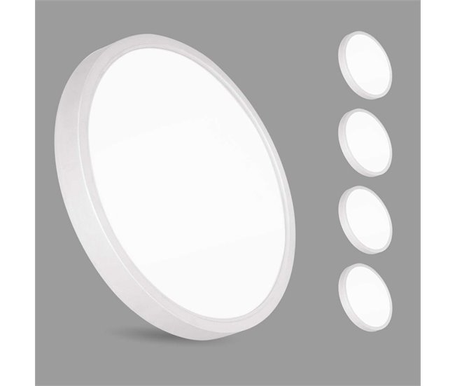 Plafón LED Pack 4 Lámpara de Techo Redondo 6500K Blanco Brillo