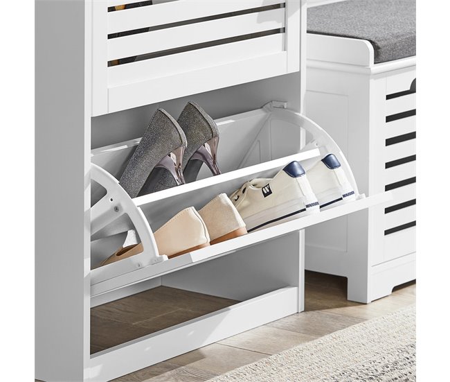 Zapatero con 3 solapas y 2 Ganchos FSR108-W SoBuy Blanco