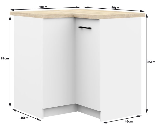 Armario de Cocina Independiente OLIWIA AKORD con 2 estantes 90 Blanco