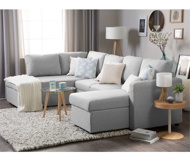 Beliani Sofá cama KARRABO Gris Claro