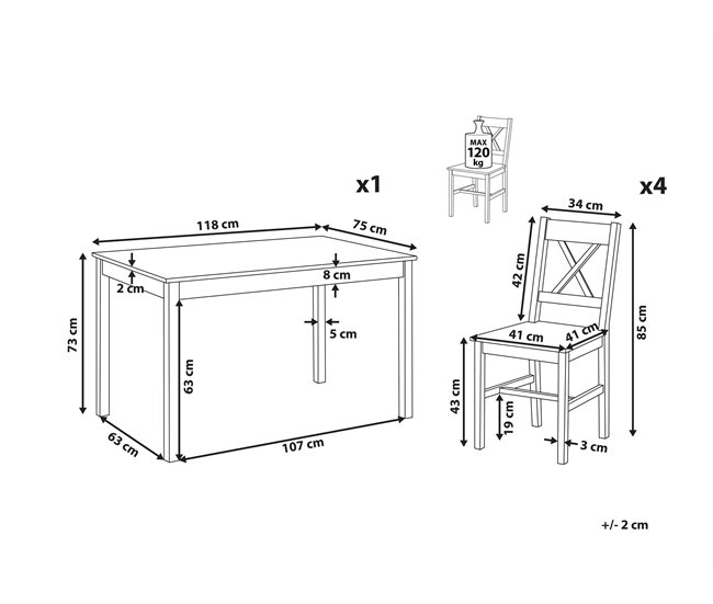 Beliani Conjunto de comedor MOANA Blanco