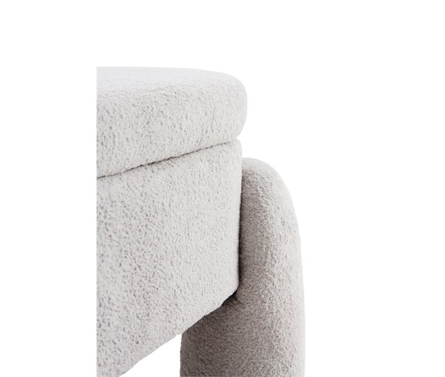Banqueta-baul estructura y patas tapizadas en boucle Gris Claro