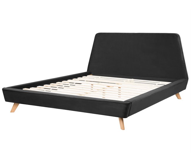 Beliani Cama Terciopelo VIENNE 200x220 Gris Oscuro