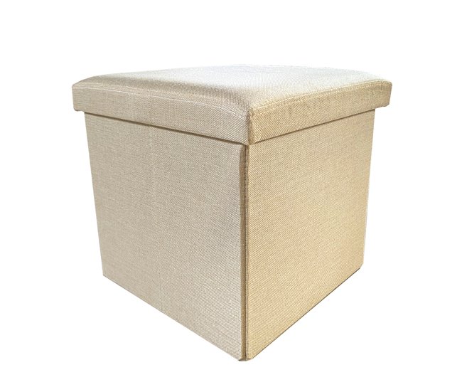 Puff Ottoman de Almacenaje Cuadrado Plegable Beige