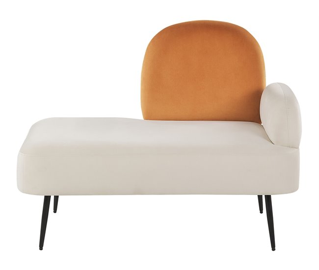 Beliani Chaise longue derecho Terciopelo ARCEY Blanco/ Beige