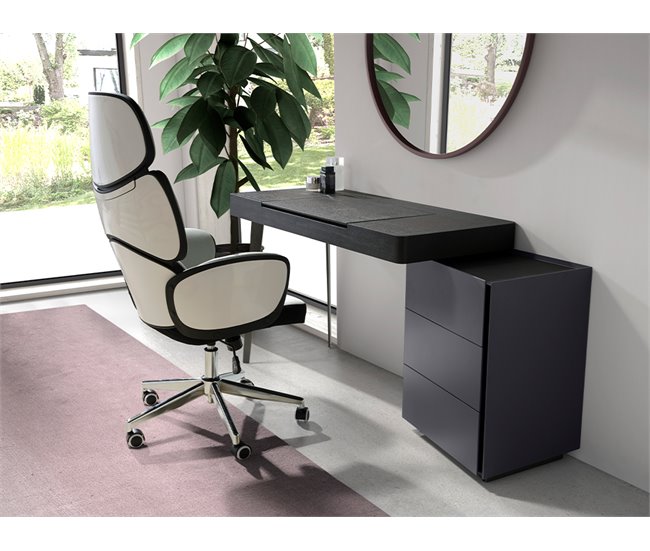 ANGEL CERDA Silla oficina giratoria tela gris claro y pvc blanco brillo Aluminio