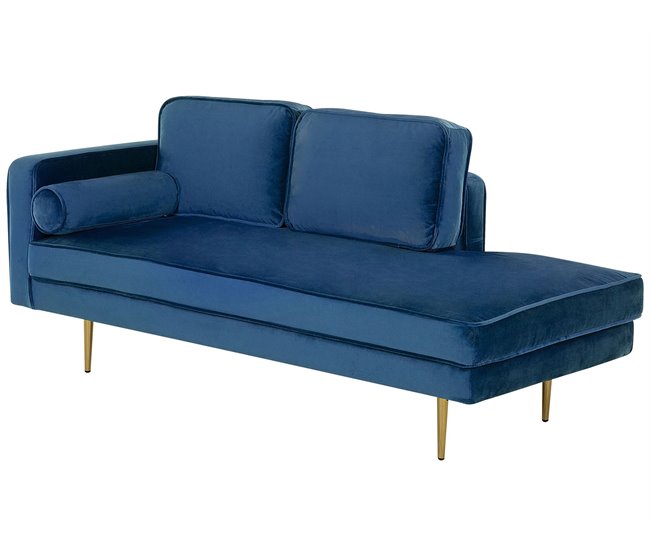 Beliani Chaise longue izquierdo Terciopelo MIRAMAS Azul Marino