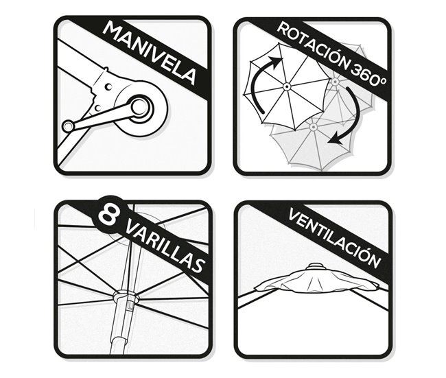 Parasol excéntrico roma Aktive Garden Ø300 cm crema mástil aluminio Crema