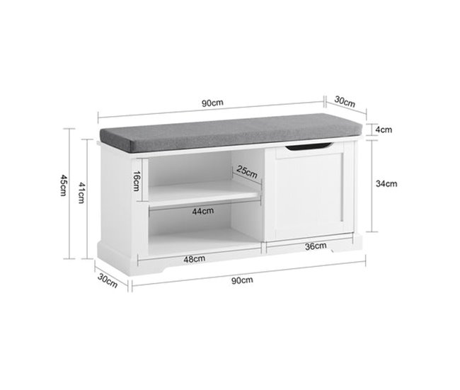 Mueble recibidor Zapatero con Perchero FSR84-W+FRG282-W SoBuy Blanco
