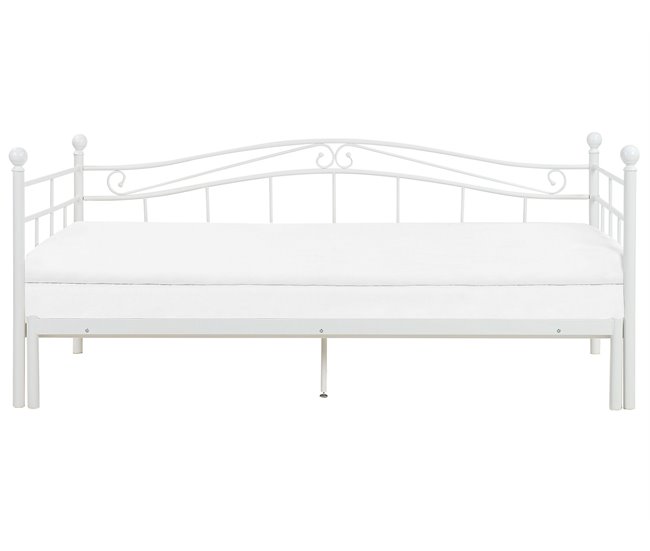 Beliani Cama con somier Metal TULLE 92x209 Blanco