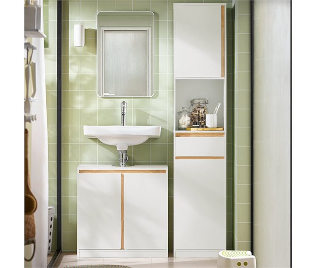 Armario Para Debajo Del Lavabo 2 Puertas BZR78-W SoBuy Blanco