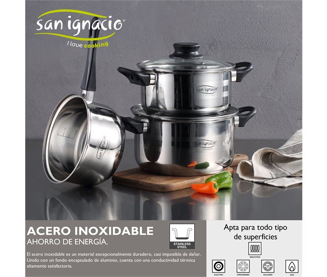 Batería de cocina 5 piezas Cromo