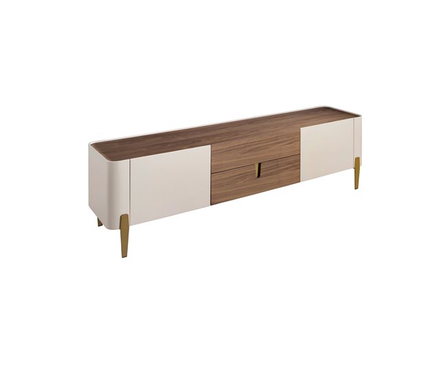 ANGEL CERDA Mueble TV, acero pulido Nogal