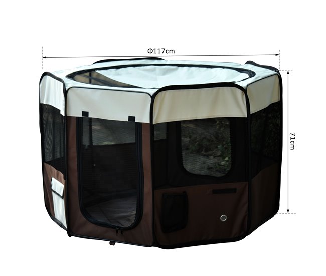 Parque Mascotas Plegable Tela Oxford, Acero PawHut Multicolor