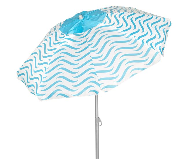 Aktive sombrilla de playa antiviento 8 varillas olas playa 220x220 Blanco/ Azul