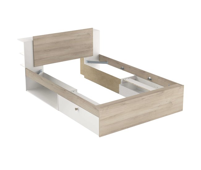 Dormitorio Completo Izzy: Cama, Cómoda y Mesitas Blanco/ Madera