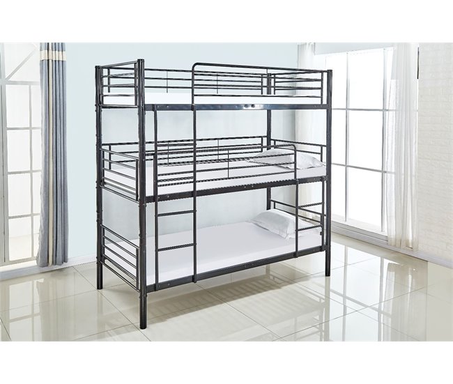 Litera Triple Metalica 201x98 Blanco/ Negro