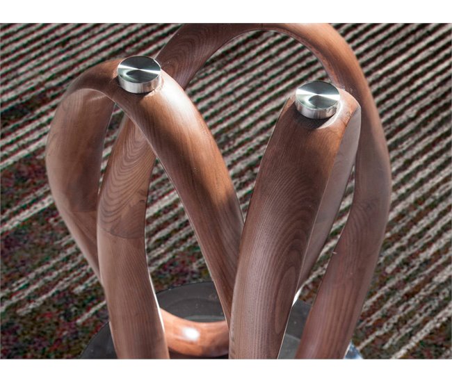 ANGEL CERDA Mesa comedor redonda cristal templado y nogal 130x130 Nogal