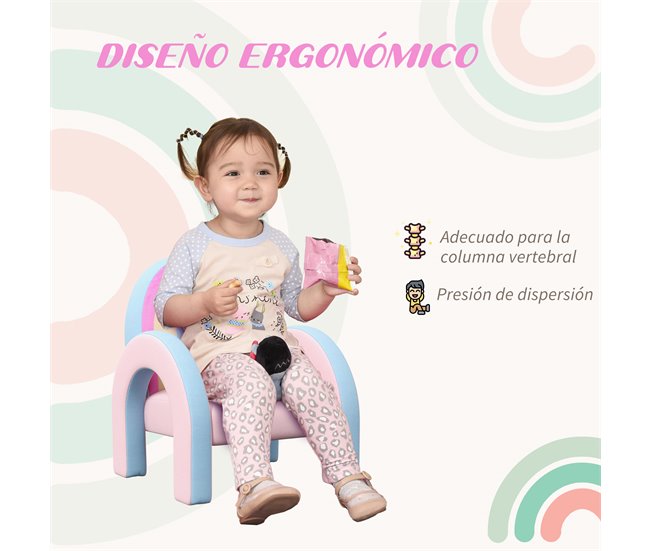 Sillón Infantil Tablero Multicapa, MDF, Espuma, Poliéster ZONEKIZ Rosa