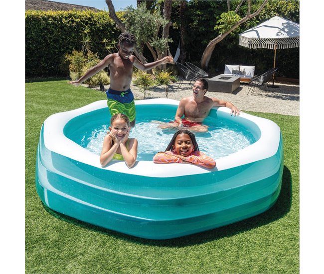 Piscina hinchable familiar octogonal INTEX Azul