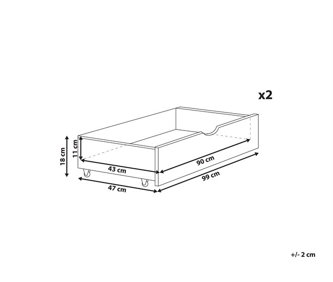 Beliani Conjunto de 2 cajones de cama Madera de pino CRONAT Blanco