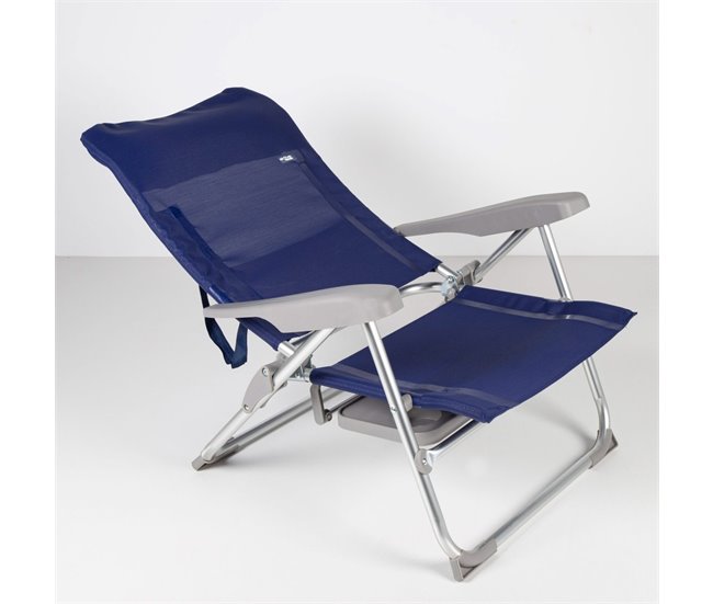 Aktive Pack 2 sillas playa multiposición plegado Slim c/mesa Azul