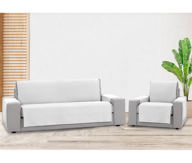 Protector Cubre Sofá Liso Royale 4 Plazas Gris Claro
