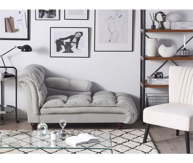 Beliani Chaise longue izquierdo Terciopelo LORMONT Gris Claro