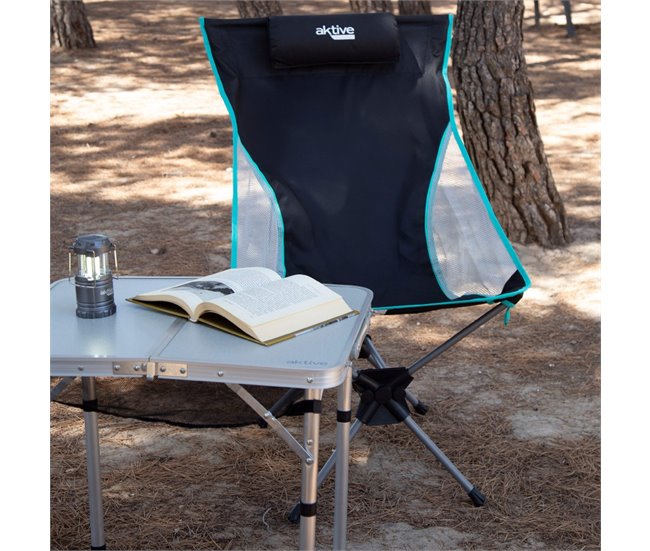 Aktive Silla plegable camping ultracompacta cojín Negro