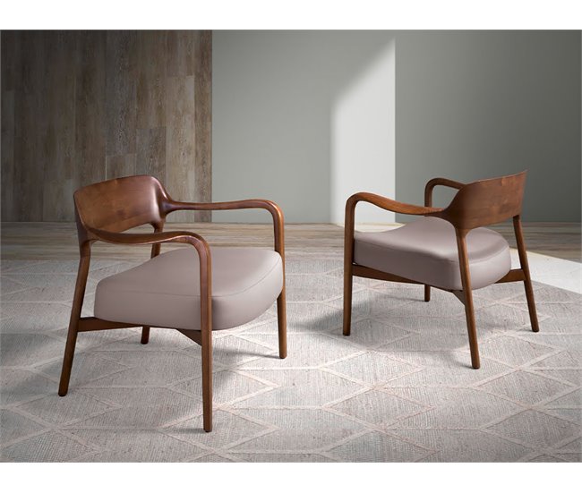 ANGEL CERDA Sillón nogal y polipiel visón Nogal