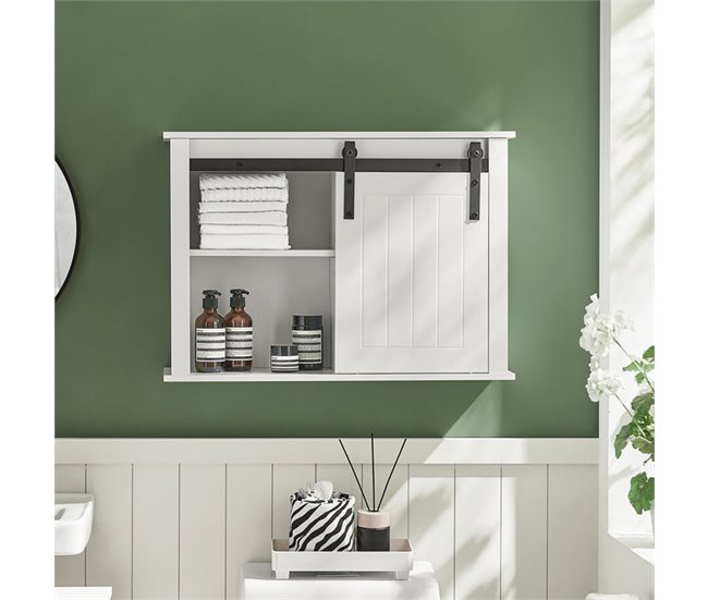 Mueble de Pared con Puerta de Granero BZR71-W SoBuy Blanco
