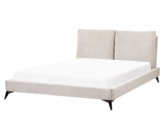 Beliani Cama con somier Pana MELLE 175x240 Beige