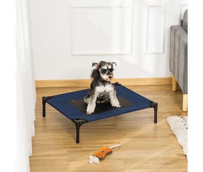 Cama Elevada para Mascotas Acero, Tela Oxford PawHut Azul