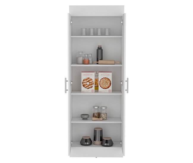 Alacena Nepal en melamina con 2 puertas y 5 estantes Blanco