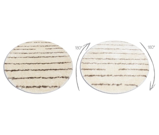 Alfombra FLUFFY 2371 circulo shaggy rayas 160x160 Crema