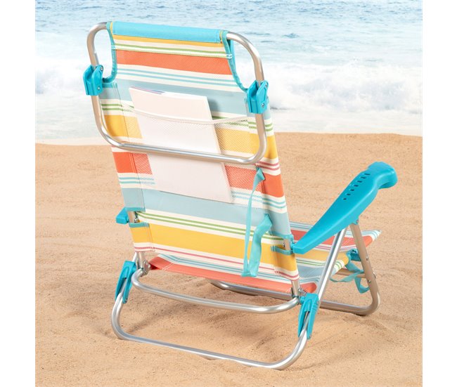 Aktive Silla plegable de playa 7 posiciones, con cojín Multicolor