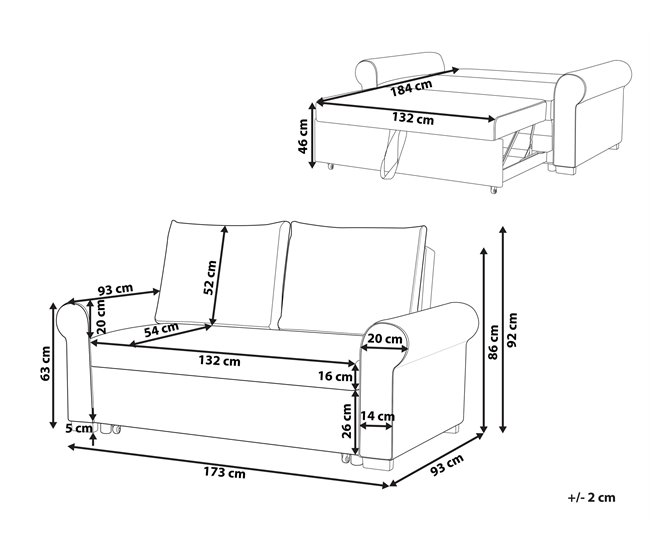Beliani Sofá cama Tela SILDA Beige