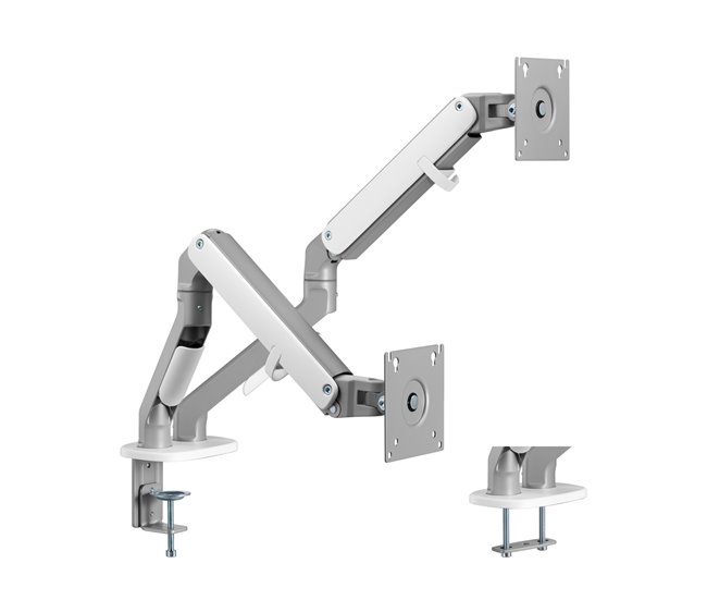 Brazos para monitor doble  Selbu de escritorio Blanco/ Plateado